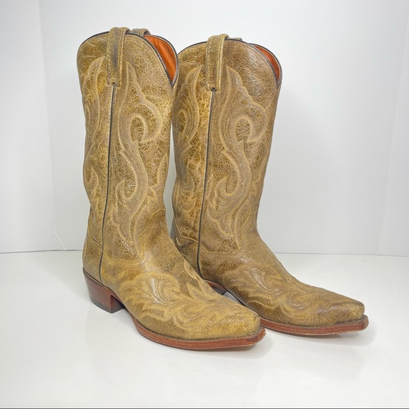 DAN POST Cowboy Boots Size 9 Tan Style 2231 - Picture 4 of 16